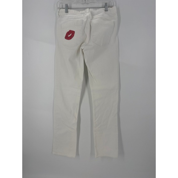 J. Crew White Stretch Denim Jeans Embellished Kiss Back‎ Pocket Women 27R - Picture 3 of 12